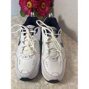 SOLD. Size 11 - Nike Air Monarch IV White Navy 415445-102  Hardly Worn 2012 Nice